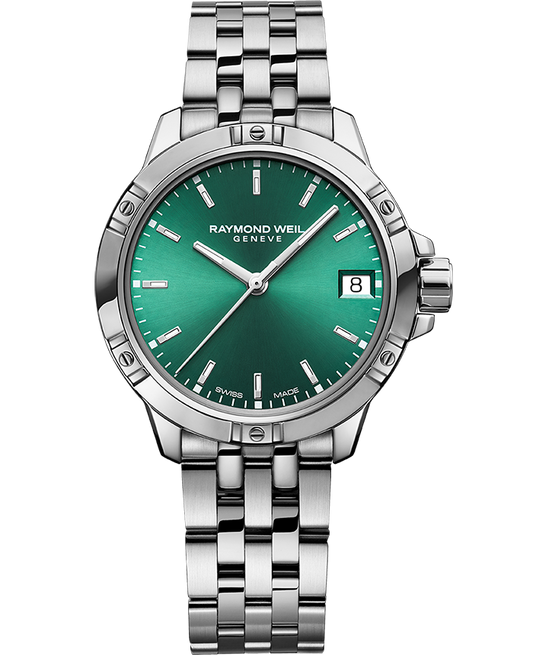 Raymond Weil Tango Ladies Quartz Sunrayed Green Dial Bracelet Watch, 30mm 5960-ST-52051