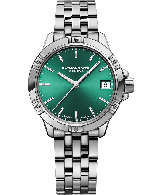 Raymond Weil Tango Ladies Quartz Sunrayed Green Dial Bracelet Watch, 30mm 5960-ST-52051