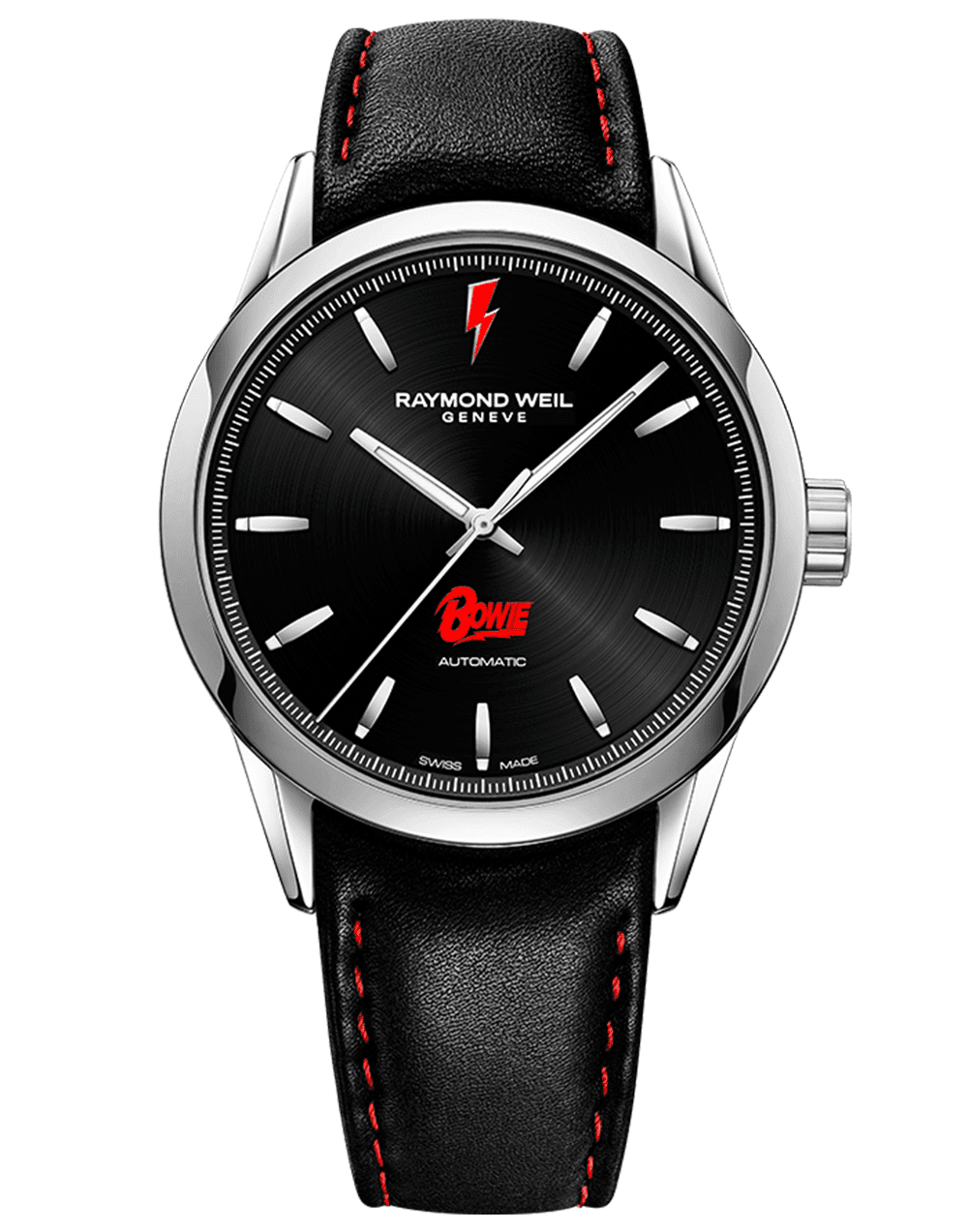 Raymond Weil Freelancer Men's Limited Edition David Bowie Automatic Black Dial Leather Strap Watch, 42MM 2731-STC-BOW01