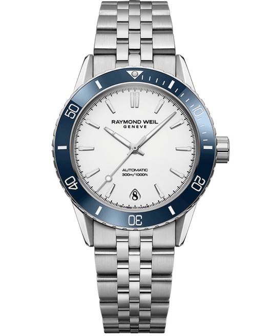 Raymond Weil Freelancer Diver White Dial Bracelet Watch, 36mm 2755-ST3-30001