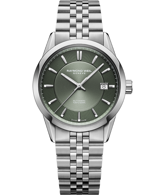 Raymond Weil Freelancer Automatic Olive Green Dial Stainless Steel Bracelet Watch, 38mm 2771-ST-52051