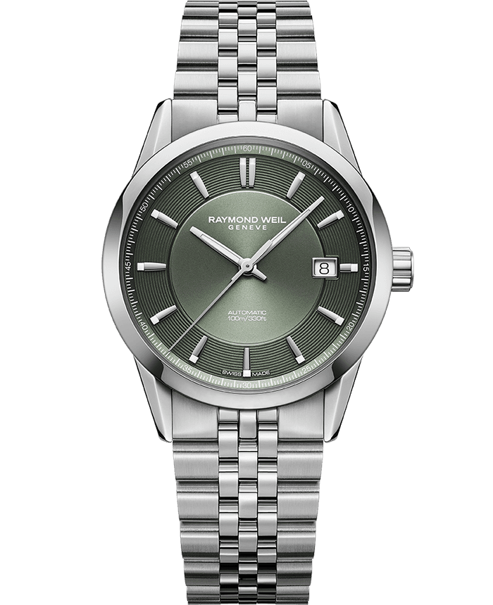 Raymond Weil Freelancer Automatic Olive Green Dial Stainless Steel Bracelet Watch, 38mm 2771-ST-52051