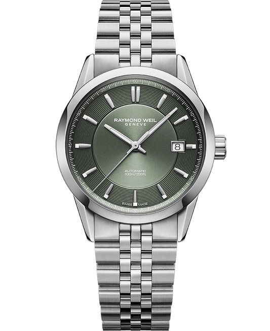 Raymond Weil Freelancer Automatic Olive Green Dial Stainless Steel Bracelet Watch, 38mm 2771-ST-52051