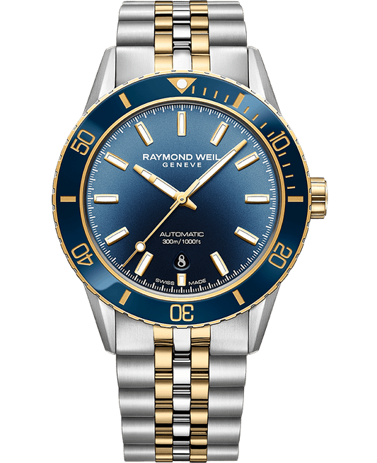 Raymond Weil Freelancer Men's Diver Gradient Blue Dial Two-Tone Bracelet Watch, 42.5mm 2775-SP3-50051