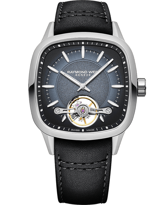 Raymond Weil Freelancer Men's Calibre RW1212 Automatic Blue Dial Black Leather Strap Watch, 40 x 40mm 2790-STC-50051