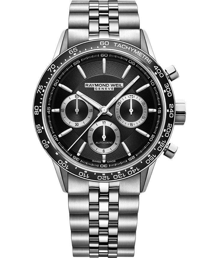 Raymond Weil Freelancer Men's Automatic Chronograph Black Dial Bracelet Watch, 43.5mm 7741-ST1-20021