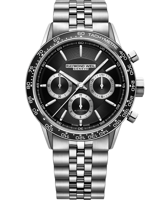 Raymond Weil Freelancer Men's Automatic Chronograph Black Dial Bracelet Watch, 43.5mm 7741-ST1-20021