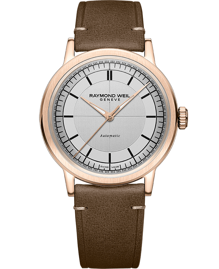 Raymond Weil Millesime Men's Automatic Silver Sector Dial Brown Leather Strap Watch, 39.5mm 2925-PC5-65001