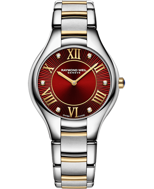 Raymond Weil Noemia Ladies Diamond Quartz Red Dial Two-Tone Bracelet Watch, 32mm 5132-STP-00456