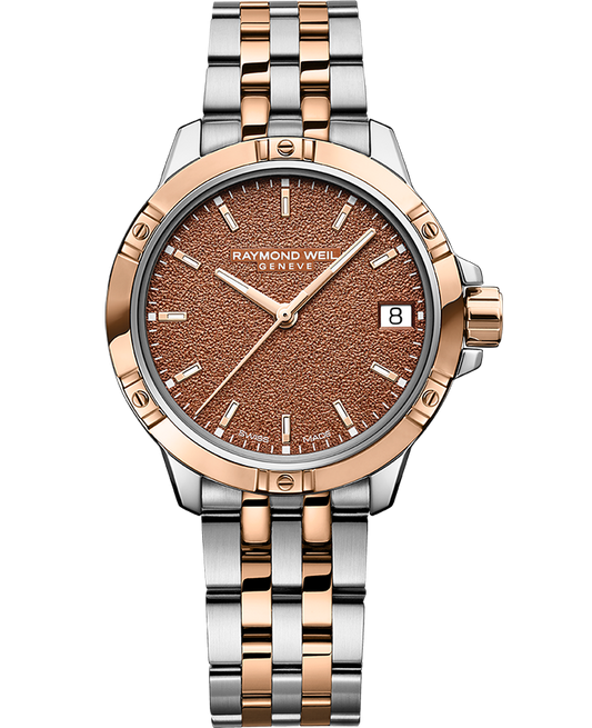 Raymond Weil Tango Ladies Quartz Terra Cotta Frosted Dial Two-Tone Bracelet Watch, 30mm 5960-SP5-70061