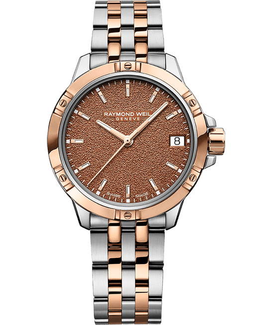 Raymond Weil Tango Ladies Quartz Terra Cotta Frosted Dial Two-Tone Bracelet Watch, 30mm 5960-SP5-70061