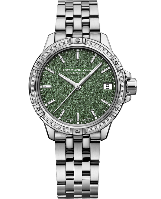 Raymond Weil Tango Ladies Quartz 36 Diamond Green Frosted Dial Bracelet Watch, 30mm 5960-STS-52061