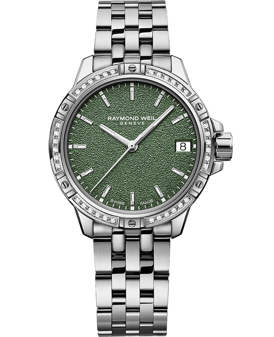Raymond Weil Tango Ladies Quartz 36 Diamond Green Frosted Dial Bracelet Watch, 30mm 5960-STS-52061