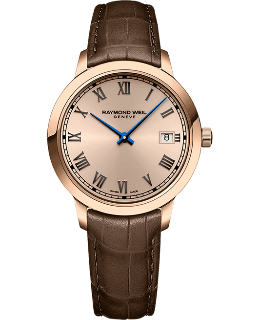 Raymond Weil Toccata Ladies Quartz Rose Gold PVD Dial Brown Leather Strap Watch, 34mm 5385-PC5-00859