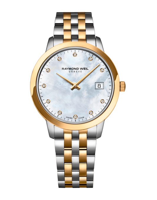 Raymond Weil Toccata Ladies Quartz 11 Diamond Mother-of-Pearl Dial Two-Tone Bracelet Watch, 34mm 5385-STP-97081