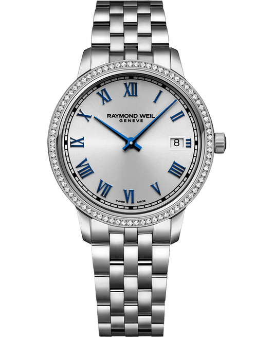 Raymond Weil Toccata Ladies 80 Diamonds Quartz Silver Dial Bracelet Watch, 34mm 5385-STS-00653