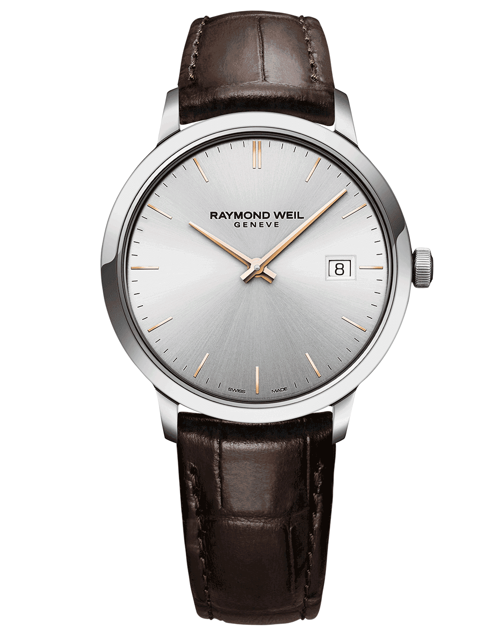 Raymond Weil Toccata Men's Quartz Silver Dial Brown Leather Strap Watch, 39mm 5485-SL5-65001
