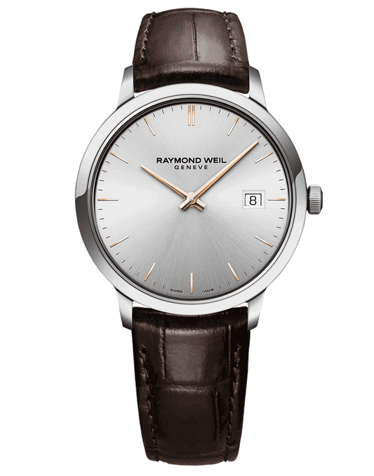 Raymond Weil Toccata Men's Quartz Silver Dial Brown Leather Strap Watch, 39mm 5485-SL5-65001