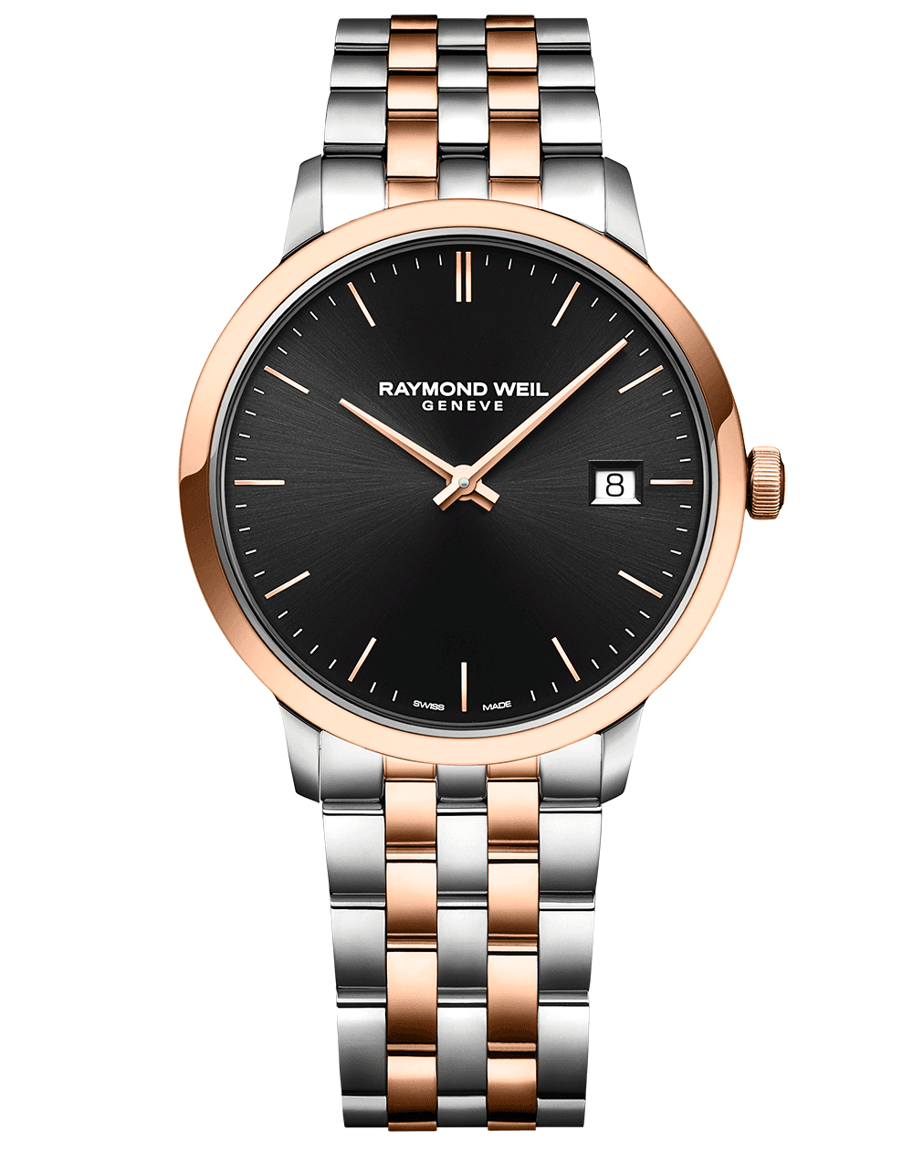 Raymond Weil Toccata Men's Quartz Black Dial Two-Tone Rose Gold Bracelet Watch, 39mm 5485-SP5-20001