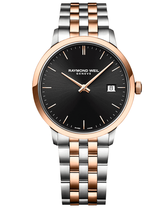 Raymond Weil Toccata Men's Quartz Black Dial Two-Tone Rose Gold Bracelet Watch, 39mm 5485-SP5-20001