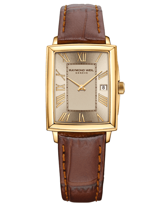 Raymond Weil Toccata Ladies Quartz Champagne Dial Brown Leather Strap Watch, 22.6 x 28.1mm 5925-PC-00100