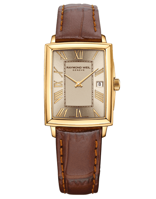 Raymond Weil Toccata Ladies Quartz Champagne Dial Brown Leather Strap Watch, 22.6 x 28.1mm 5925-PC-00100