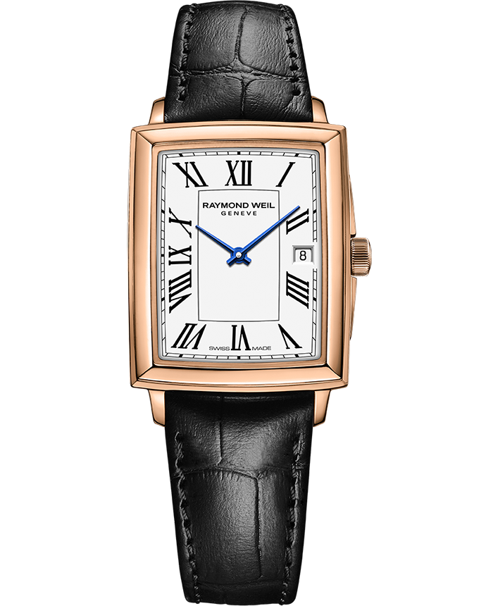 Raymond Weil Toccata Ladies Quartz Rose Gold White Dial Leather Strap Watch, 22.6 x 28.1mm 5925-PC5-00300