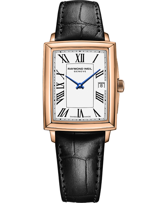 Raymond Weil Toccata Ladies Quartz Rose Gold White Dial Leather Strap Watch, 22.6 x 28.1mm 5925-PC5-00300