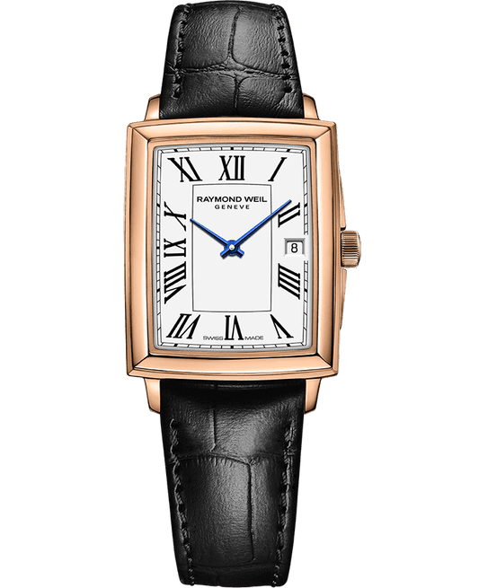 Raymond Weil Toccata Ladies Quartz Rose Gold White Dial Leather Strap Watch, 22.6 x 28.1mm 5925-PC5-00300