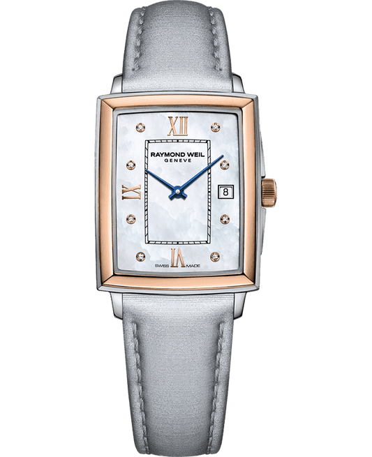 Raymond Weil Toccata Ladies Mother-Of-Pearl Dial Quartz Leather Strap Watch with Diamonds, 22.6 x 28.1mm 5925-SC5-00995