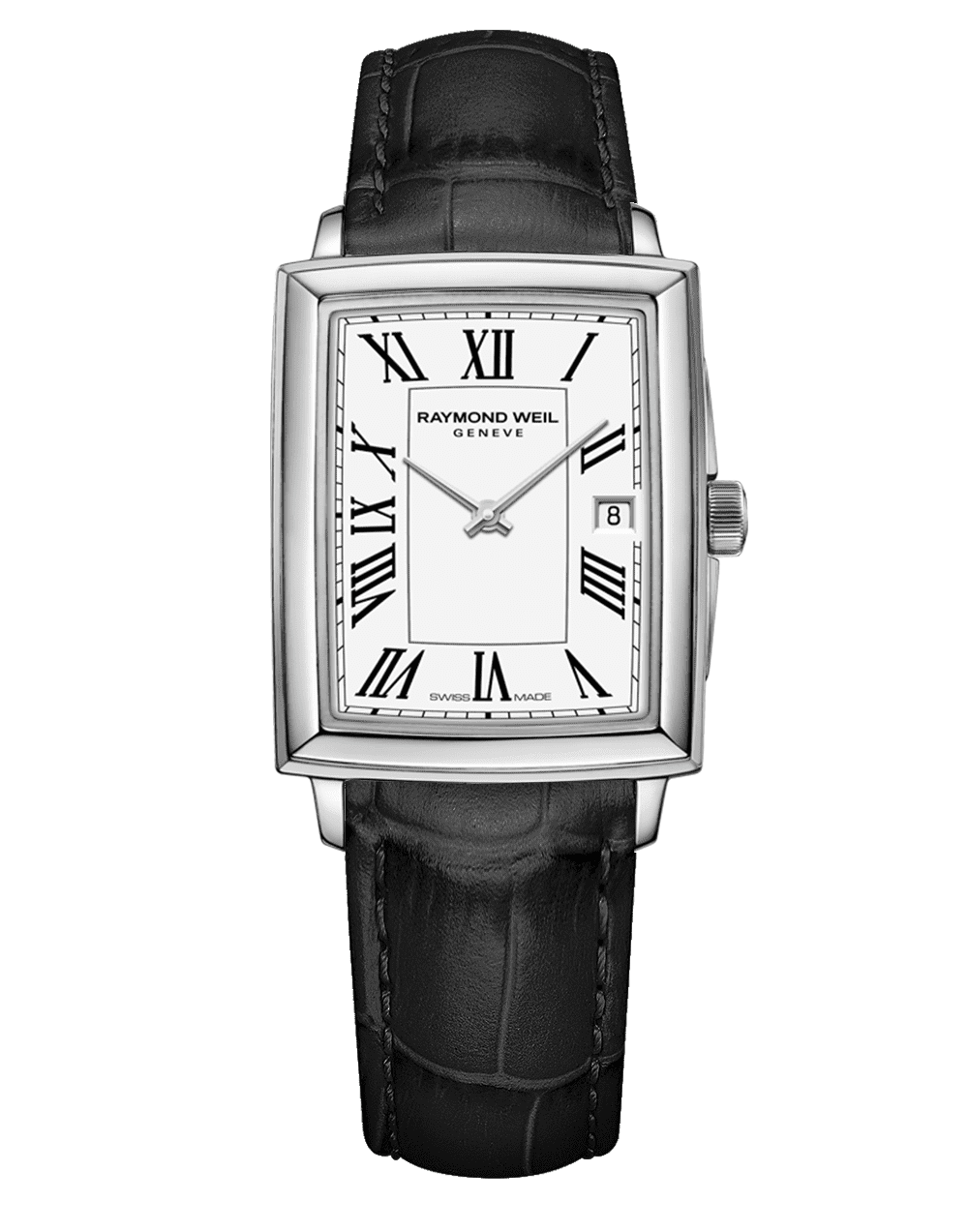 Raymond Weil Toccata Ladies Quartz White Dial Black Leather Strap Watch, 22.6 x 28.1mm 5925-STC-00300