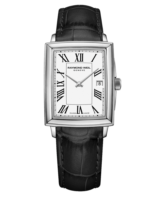 Raymond Weil Toccata Ladies Quartz White Dial Black Leather Strap Watch, 22.6 x 28.1mm 5925-STC-00300