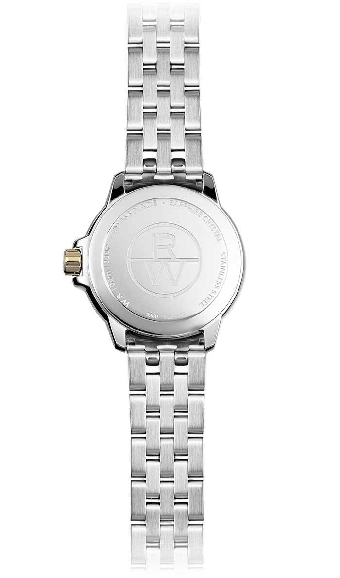 Raymond Weil Tango Ladies Quartz 8 Diamond White Dial Gold PVD Two-Tone Bracelet Watch, 30mm 5960-STP-00995