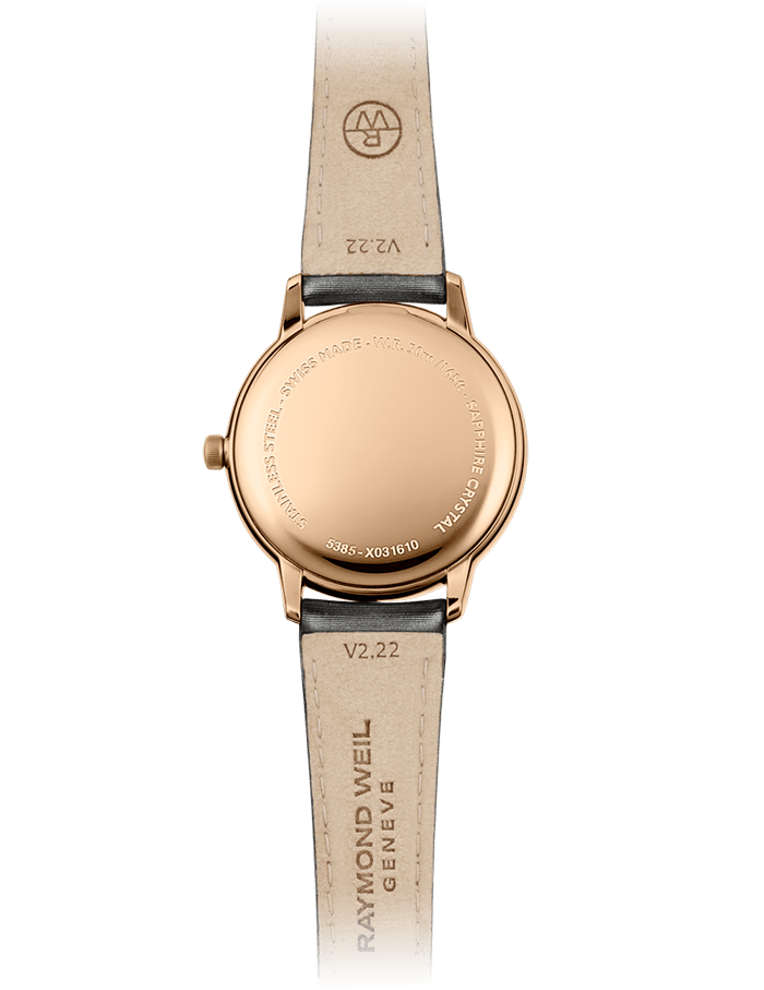 Raymond Weil Toccata Ladies 80 Diamonds Rose Gold Dial Grey Satin Strap Watch, 34mm 5385-C5S-00859