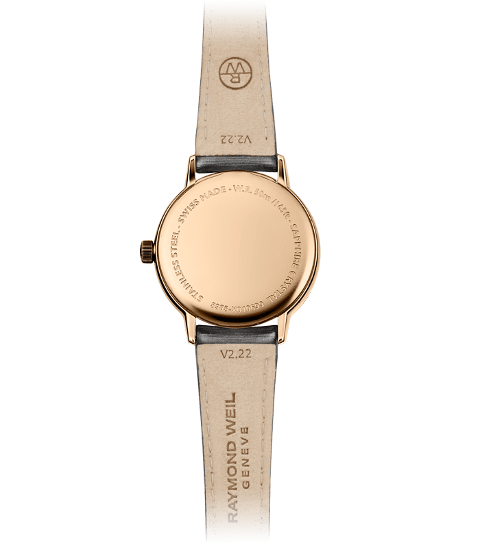 Raymond Weil Toccata Ladies 76 Diamonds Rose Gold Dial Grey Satin Strap Watch, 29mm 5985-C5S-00859