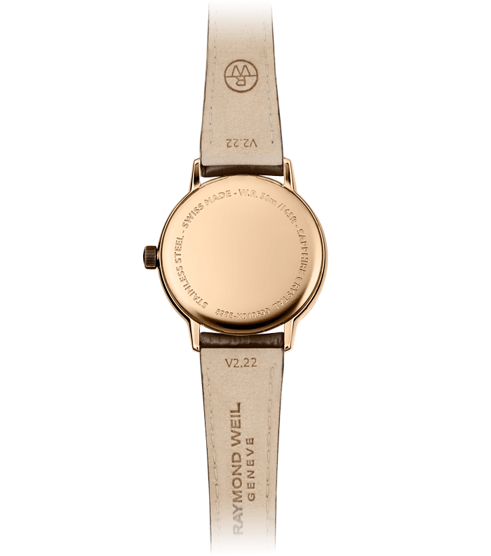 Raymond Weil Toccata Ladies Quartz Rose Gold PVD Dial Brown Leather Strap Watch, 29mm 5985-PC5-00859