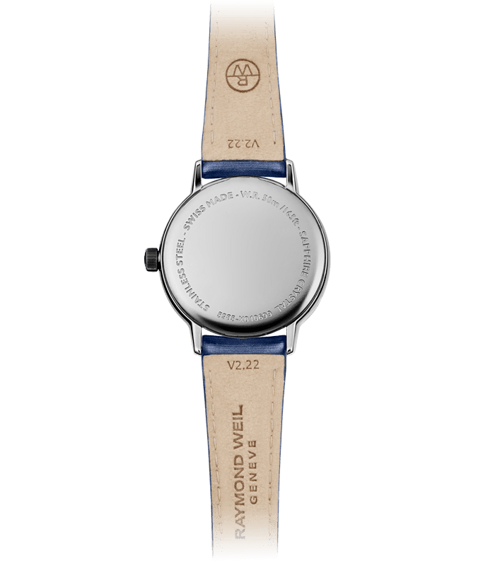 Raymond Weil Toccata Ladies 76 Diamonds Silver Dial Blue Satin Strap Watch, 29mm 5985-SCS-00653