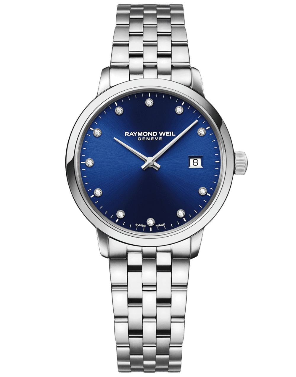 Raymond Weil Toccata Ladies Quartz 11 Diamond Blue Dial Bracelet Watch, 29mm 5985-ST-50081