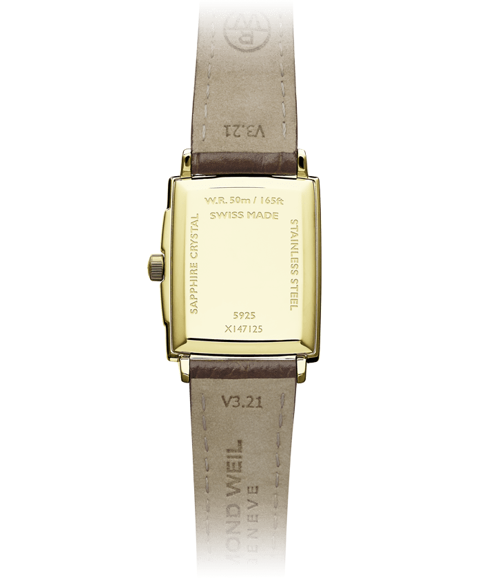 Raymond Weil Toccata Ladies Quartz Champagne Dial Brown Leather Strap Watch, 22.6 x 28.1mm 5925-PC-00100