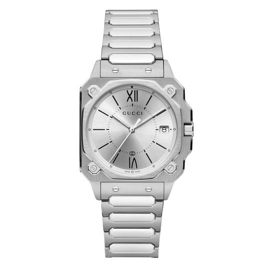 Gucci G-Flat Silver Dial Stainless Steel Bracelet YA166504