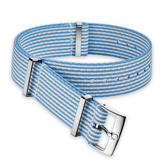 Omega NATO strap Polyamide, blue and white O031CWZ010682