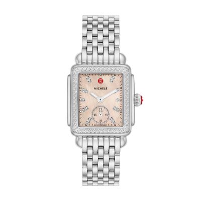 Michele Deco Mid Stainless Steel Diamond Watch MWW06V000131
