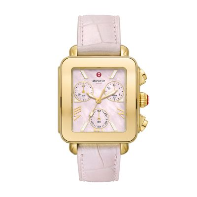 Michele Watch Deco Sport Chronograph 36mm with Pink MOP Dial MWW06K000068