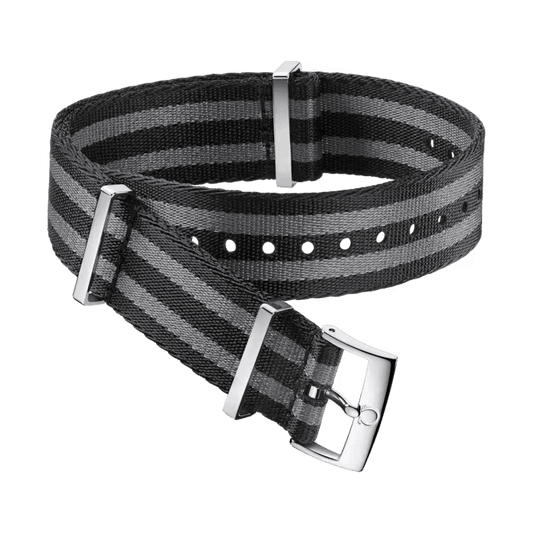 Omega NATO strap Polyamide, 5 stripe black grey