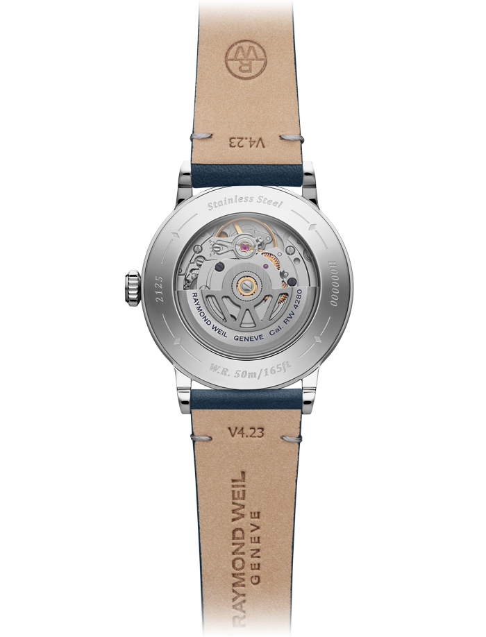 Raymond Weil Millesime Automatic Central Seconds Diamonds Leather Strap Watch, 35mm 2125-SCS-50011