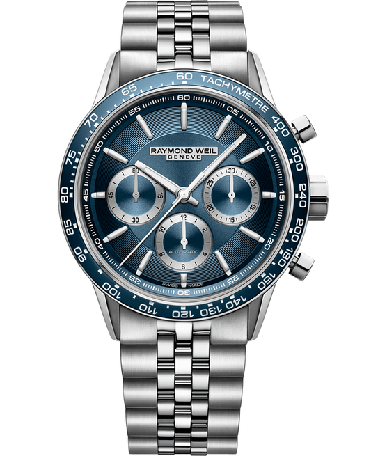 Raymond Weil Freelancer Men's Automatic Chronograph Blue Dial Bracelet Watch, 43.5mm 7741-ST3-50021