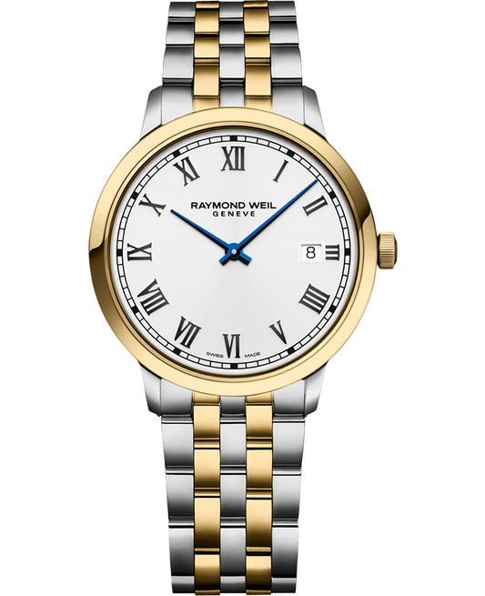 Raymond Weil Toccata Men's Quartz Gold PVD White Dial Two-Tone Bracelet Watch, 39 mm 5485-STP-00359