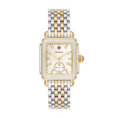 Michele Deco Mid Two-Tone 18K Gold-Plated Diamond Watch MWW06V000123