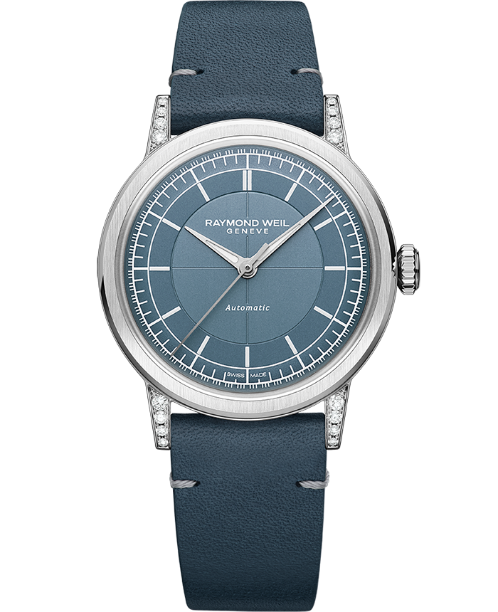 Raymond Weil Millesime Automatic Central Seconds Diamonds Leather Strap Watch, 35mm 2125-SCS-50011
