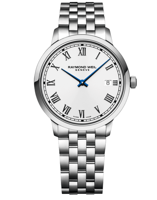 Raymond Weil Toccata Men's Quartz White Dial Bracelet Watch, 39mm 5485-ST-00359